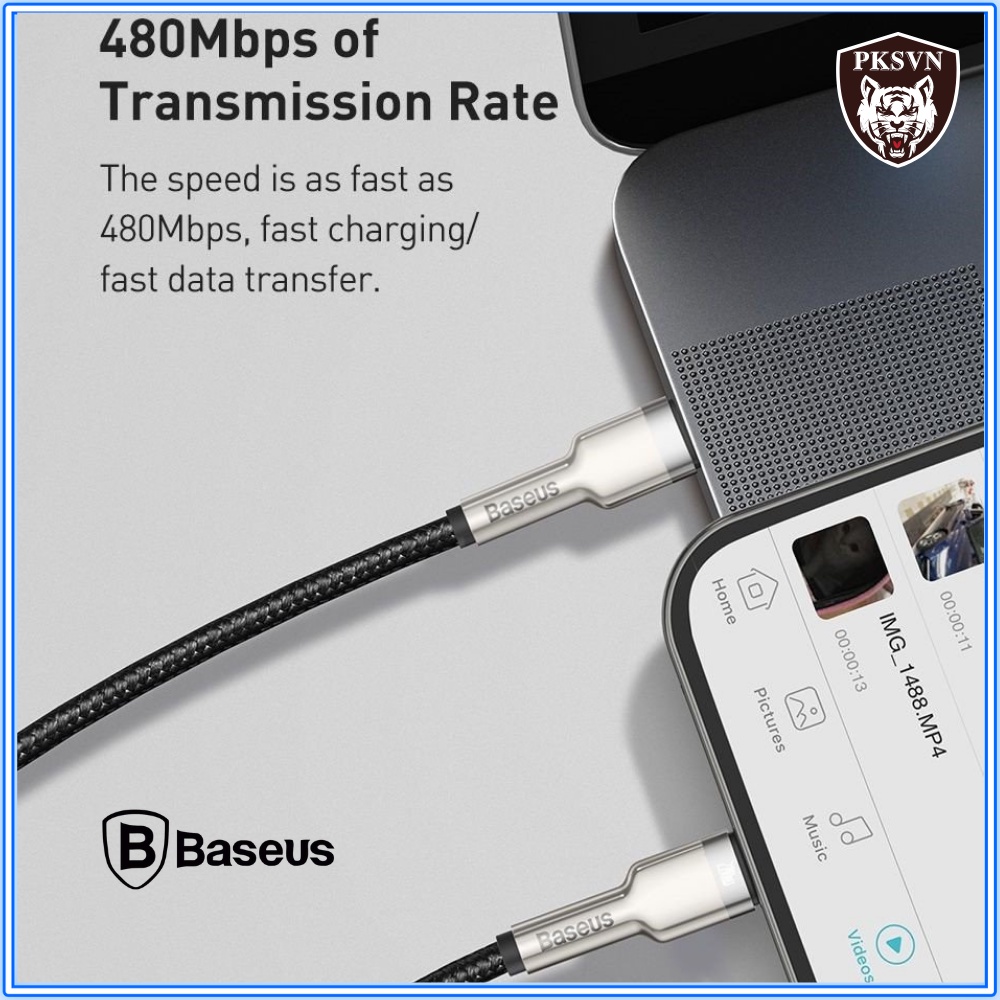 Dây Sạc Nhanh IP20w Cafule Metal Baseus-Cáp Sạc IP20w C to sạc nhanh 50% pin trong 30p