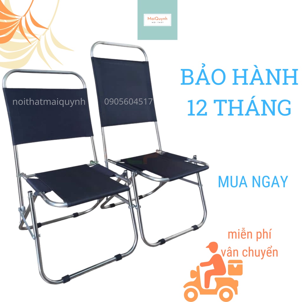 Ghế xếp inox cà phê vải bố ghế xếp trà chanh trà sữa cafe câu cá du lịch dã ngoại lưng vừa