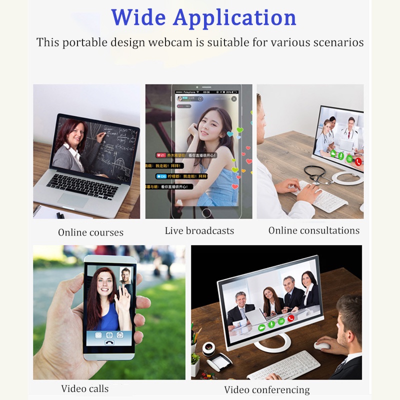 Webcam Cổng USB Nhỏ Gọn 1080p Có Mic Cho Máy Tính Để Bàn / Máy Tính Xách Tay
