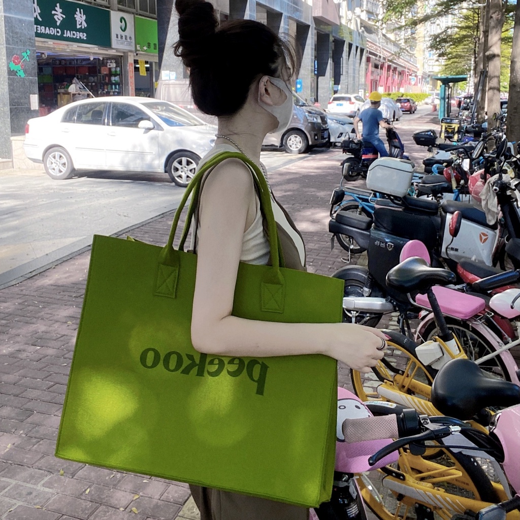 50*40cmTúi Tote Đeo Vai Xách Tay Bằng Vải Nỉ Kích Thước Lớn Túi tote màu xanh đậm thời trang Túi đựng đồ siêu thị dung tích lớn Túi A4 túi đựng máy tính 15,6 inch