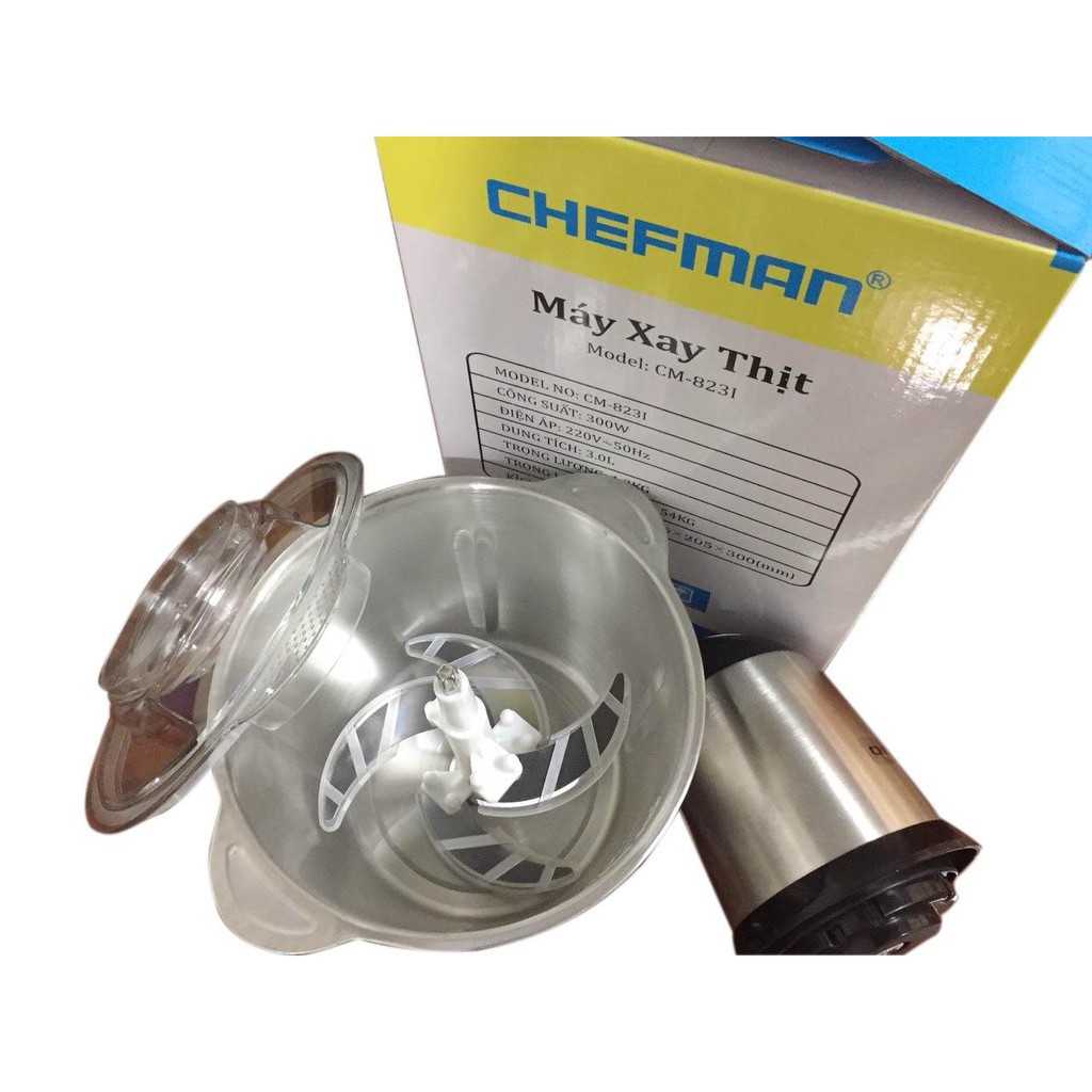 Máy xay thịt đa năng chefman công suất lớn cối inox cao cấp dung tích 3 lít bảo hành chính hãng 24 tháng