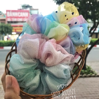 Cột tóc vải scrunchies phiên bản unicorn 🦄