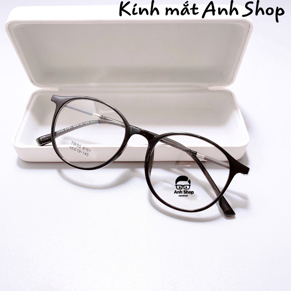 Gọng kính tròn thời trang chất liệu nhựa dẻo càng kính lõi kim loại 8151