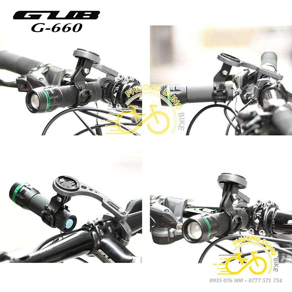 Giá bắt đồng hồ Cateye, Garmin, Bryton kiêm đèn cho xe đạp - Nhãn hiệu GUB G660