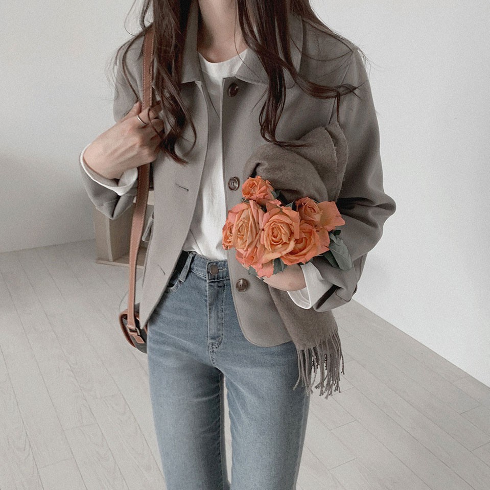 Áo khoác lửng tay dài một hàng nút 39069 cho nữ