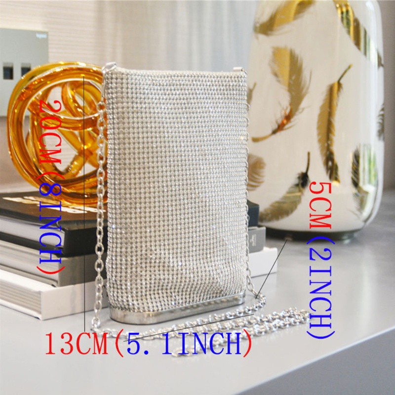 Ví Cầm Tay Bằng Da Pu Đính Kim Cương Giả Lấp Lánh Cho Nữ