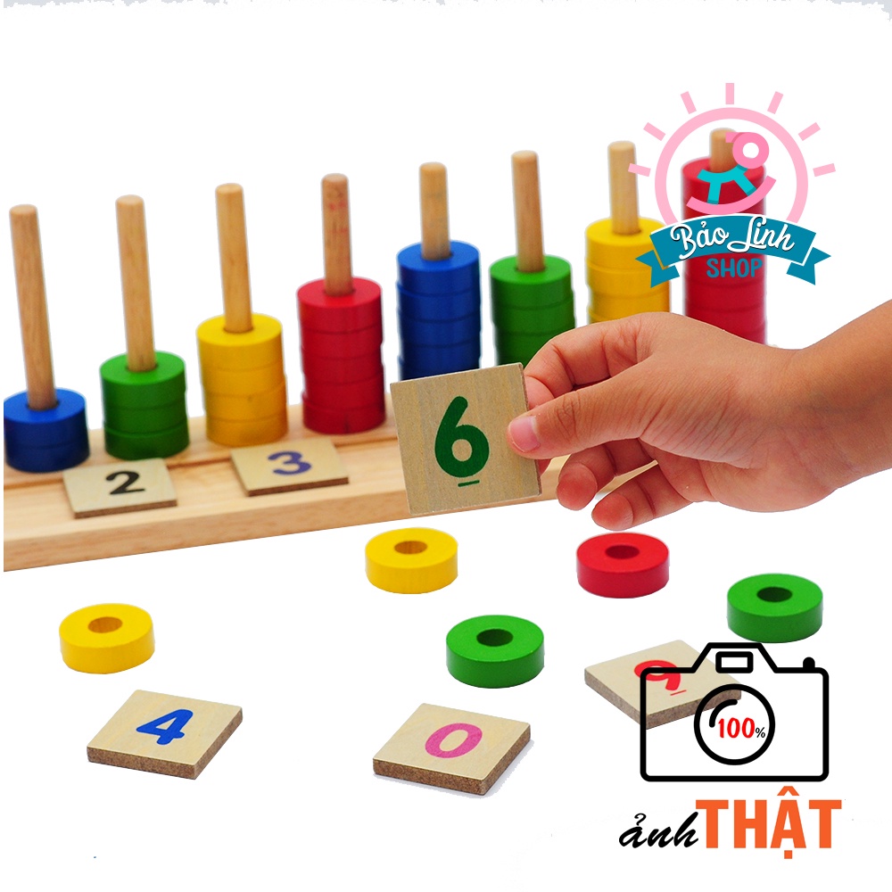 Đồ chơi toán học cho bé 2-3 tuổi - Cọc học số và lượng - CHÍNH HÃNG Winwintoy