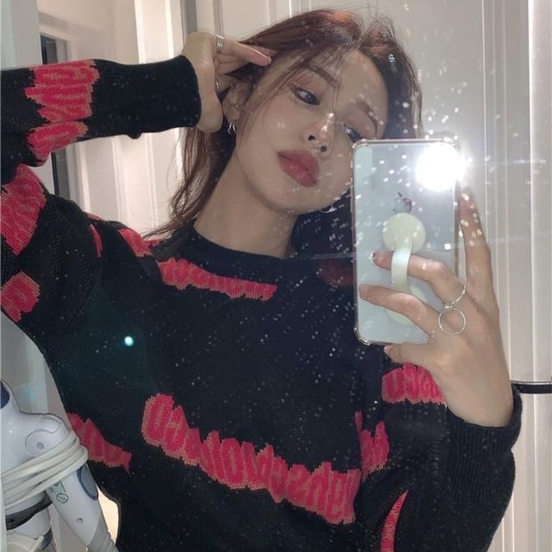 Áo Sweater dệt kim dáng ôm ngắn phong cách Retro Hàn Quốc thời trang mùa thu cho nữ