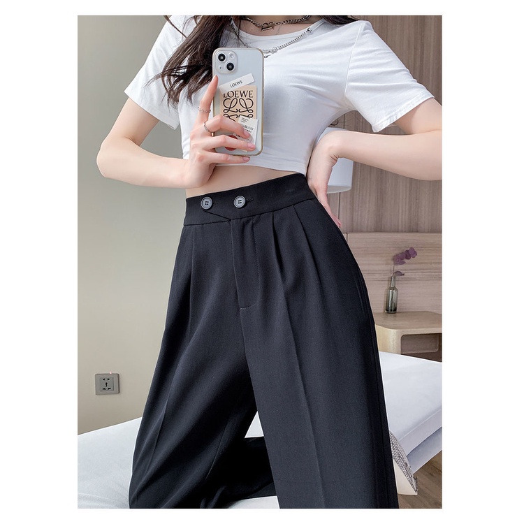 Quần Lụa Lạnh Mỏng Ống Rộng Lưng Cao Thời Trang Dành Cho Nữ