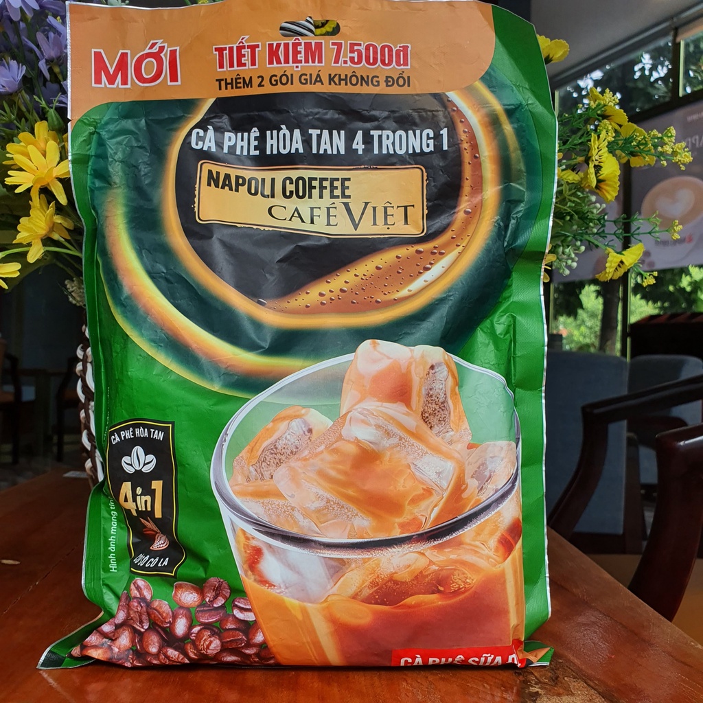 Cà Phê Hoà Tan Sữa Đá 4IN1 BỔ SUNG SOCOLA Napoli Coffee 29g/gói - Cà Phê SẠCH, Cà Phê Arabica/Robusta