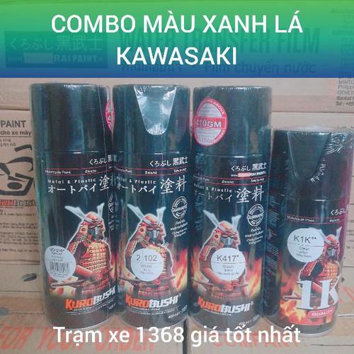 SƠN SAMURAI COMBO SƠN MÀU XANH LÁ KAWASAKI GỒM 4 CHAI, hàng xịn giá tốt, hàng xịn giá tốt