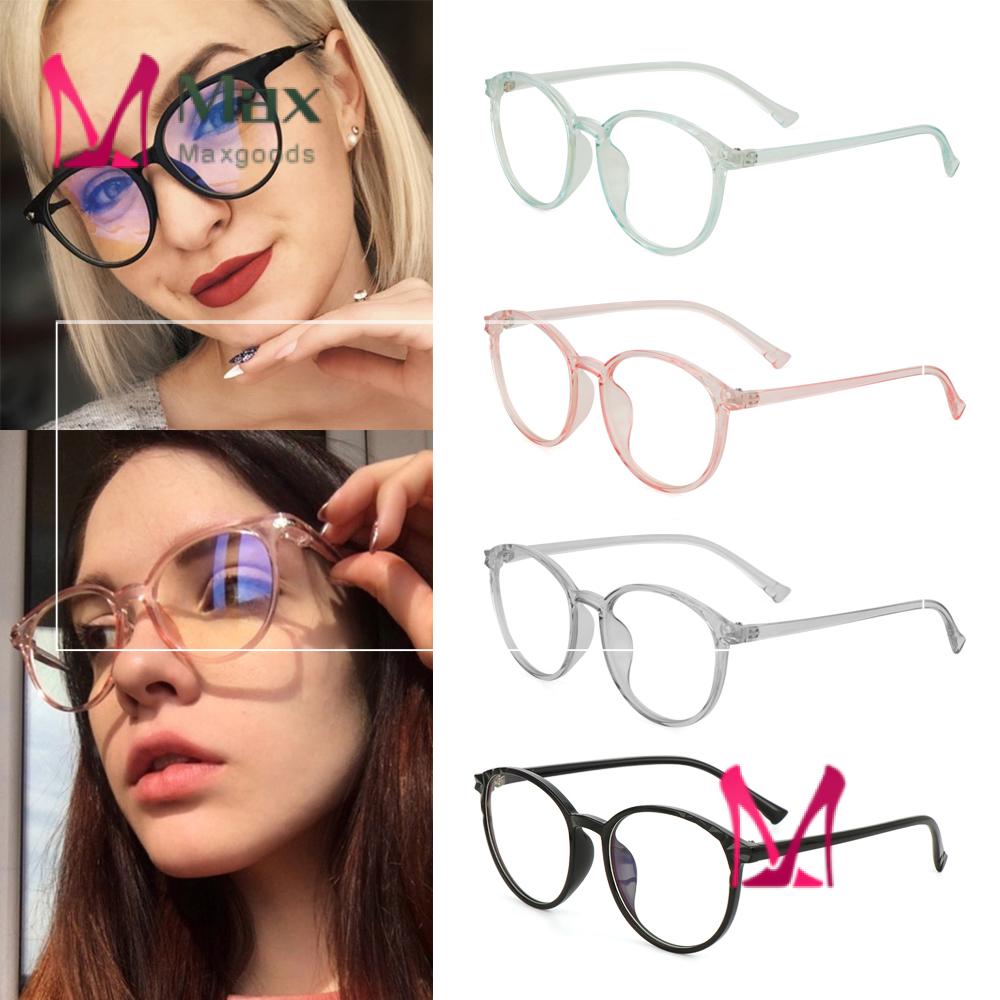 💋MAX Unisex Vintage Eyeglasses Clear Lens Flat Mirror Eyewear Optical Eye Glasses Reduces Eye Strain Transparent Round Frame High-definition Ultralight...