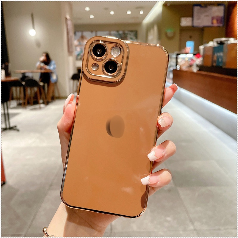 Ốp Điện Thoại Mềm Mạ Vàng Bảo Vệ Camera Dành Cho IPhone 13 12 11 Pro Max XS Max XR X
