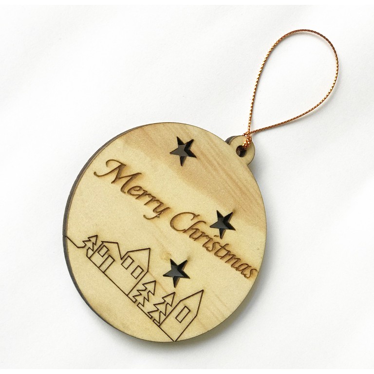 Phụ kiện trang trí Noel: Biểu tượng Giáng Sinh vintage bằng gỗ xinh xắn, có móc treo - Wooden Studio