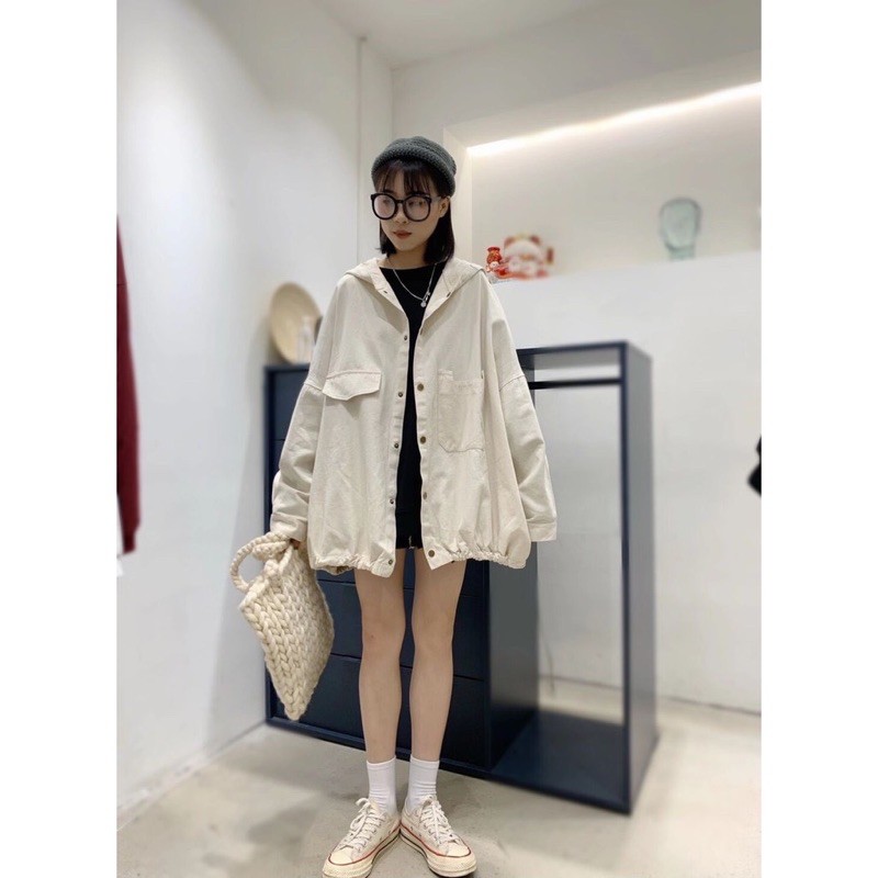 [SIÊU HOT] Áo Khoác RoundLock Tay Bồng Nữ  Jacket Kaki Mềm Khóa Tròn Form Rộng Về 3 màu