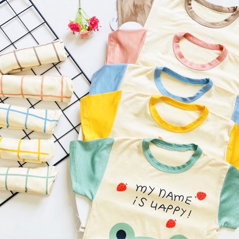 Bộ Minky Mom cho bé, Bộ cộc tay bé gái và bé trai 5-15kg chất vải mềm mịn màu sắc tươi sáng BBShine – BVN048