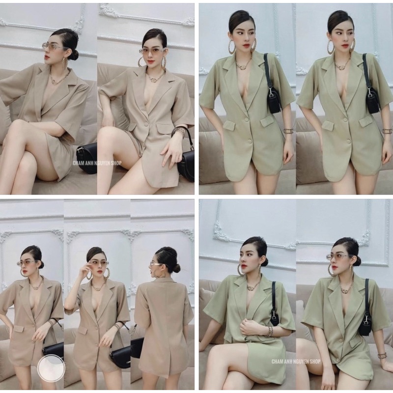 Áo vest nút bọc form rộng