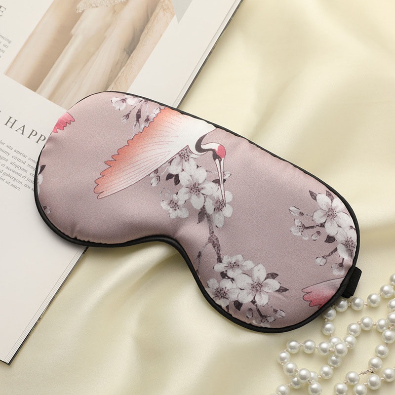 Miếng Che Mắt Khi Ngủ Bằng Lụa Giả In Họa Tiết Phong Cách Trung Hoa Cổ Điển Có Thể Điều Chỉnh Tiện Dụng