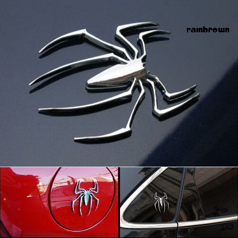 Miếng Dán Trang Trí Xe Hơi Hình Con Nhện 3d Bằng Kim Loại
