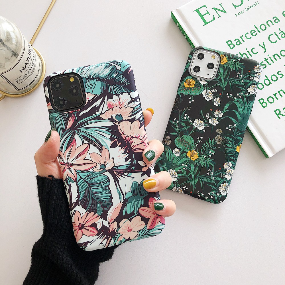 Hard flowers Case iphone 12 11 pro Max 12 mini Ốp điện thoại viền silicone mặt vải có ngăn đựng thẻ bằng da giả cho iPhone X XS Max XR 6 7 8 6Plus 8Plus 7Plus