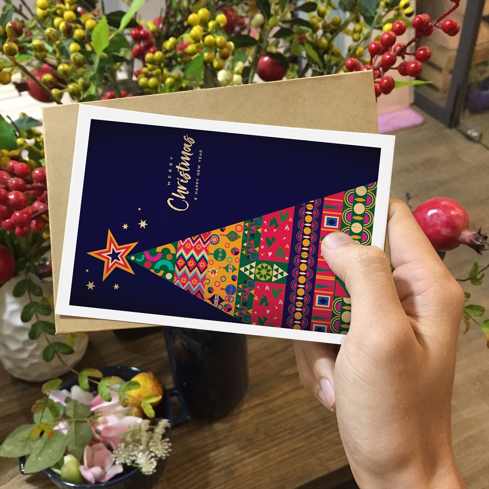 Thiệp giáng sinh, postcard trang trí noel, quà giáng sinh trang trí cây thông, postcard decor kích thước 10x15 - CHR4