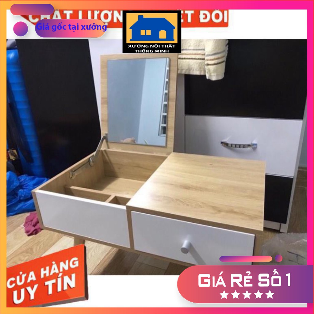 Bàn trang điểm mini, bàn trang điểm ngồi bệt kèm gương cao cấp để đầu giường  (tặng đệm ngồi) GIÁ SỈ