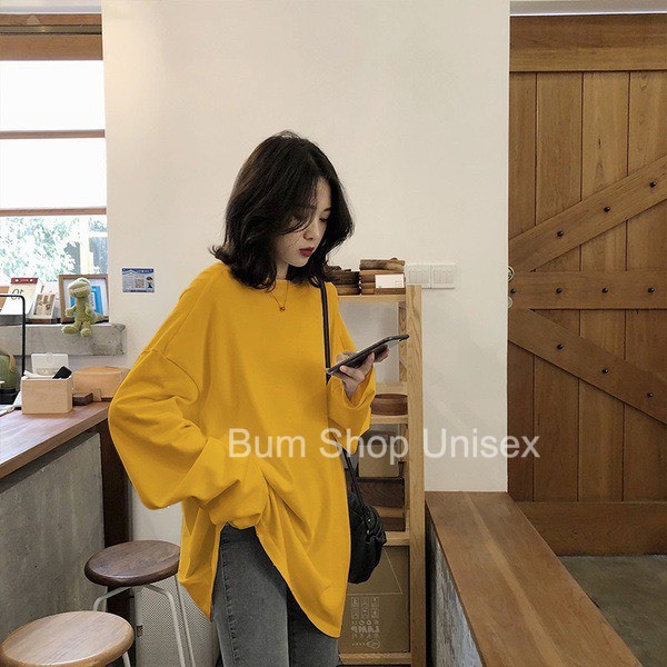 [ 9 Màu ] Áo Thun Tay Dài Trơn From Rộng Nam Nữ- TTD31  - Chất Phông Cotton Mềm Mát - Form Unisex Oversize < 75kg