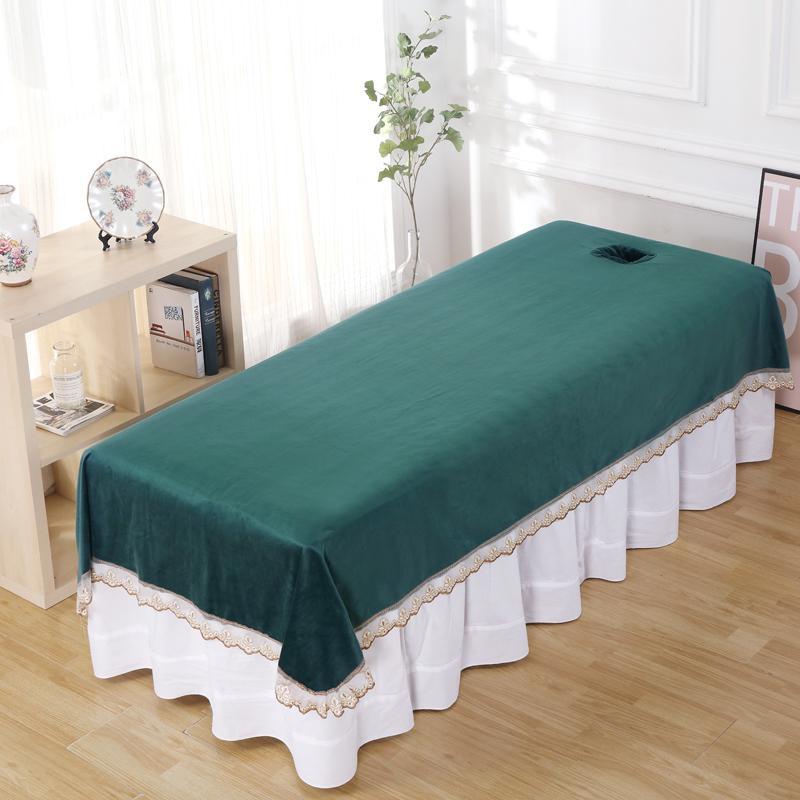 Vỏ Bọc Ga Giường Mát Xa Bằng Vải Nhung Pha Lê Phối Ren Dày Dặn Đơn Giản Cho Spa/Spa