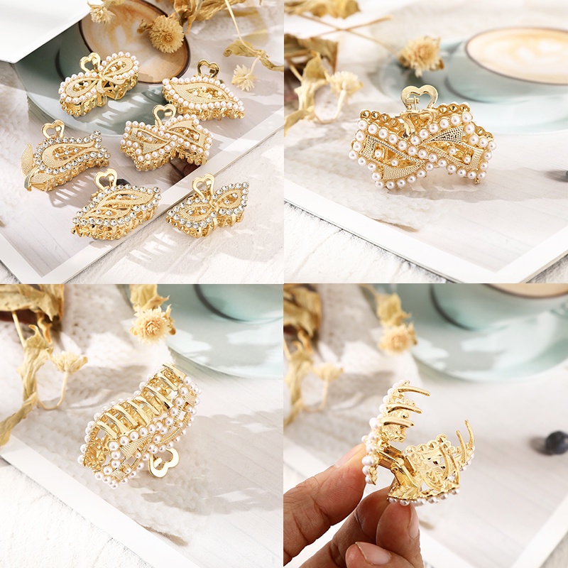 Haimeikang Kẹp Tóc Hình Nơ Đính Đá Ngọc Trai Thời Trang Cho Nữ
