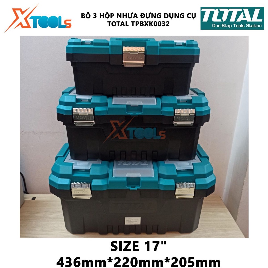 Bộ 3 hộp nhựa đựng công cụ khóa kim loại TOTAL TPBXK0032 | đựng dụng cụ, máy móc phục vụ sửa chữa [CHÍNH HÃNG] [XTOOLs]