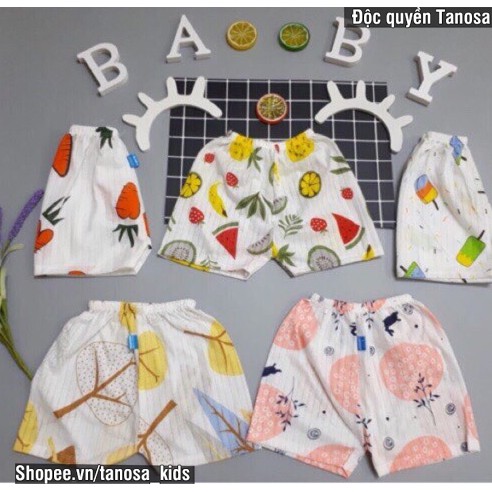 [COMBO 5 Chiếc] Quần Chục Đùi Cotton Giấy Cho Bé Trai Bé Gái Siêu Mát Mùa hè Tanosa Kids