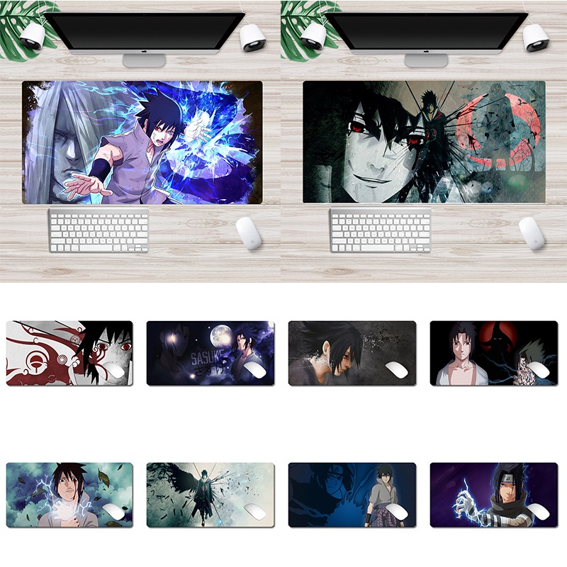 Tấm Lót Chuột Và Bàn Phím In Hình Naruto "Uchiha Sasuke Chống Trượt Chống Thấm Nước 30x60cm