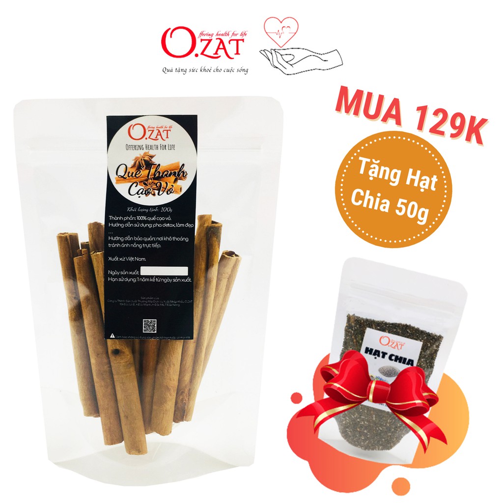 Quế thanh cạo vỏ O.ZAT 50g - 100g - tốt cho tiêu hóa lưu thông máu huyết tốt cho tim mạch