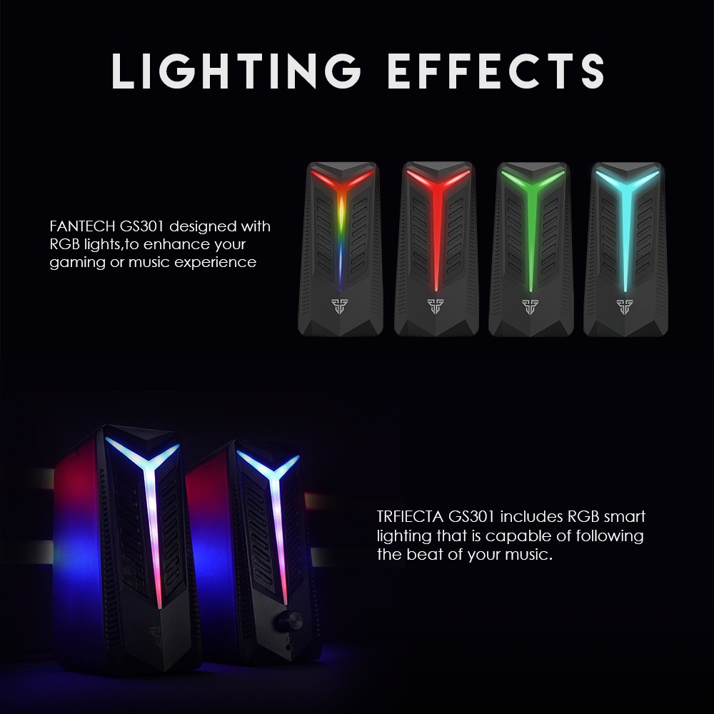 Loa Vi TÍnh Gaming Fantech GS301 TRIFECTA LED RGB 6 Chế Độ Hỗ Trợ Kết Nối Bluetooth 5.0 Và AUX 3.5mm - Hàng Chính Hãng