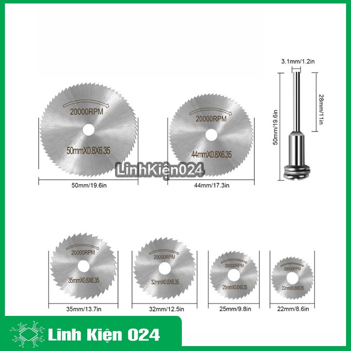 Bộ 06 Lưỡi Cắt và 01 Trục Cắt 3.2mm