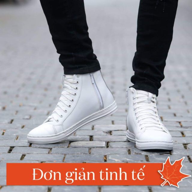 DPA Giầy nam🤩FreeShip đơn 250k💥Giầy sneaker nam, giầy cao cổ nam kéo khóa giữa 2 màu đen trắng