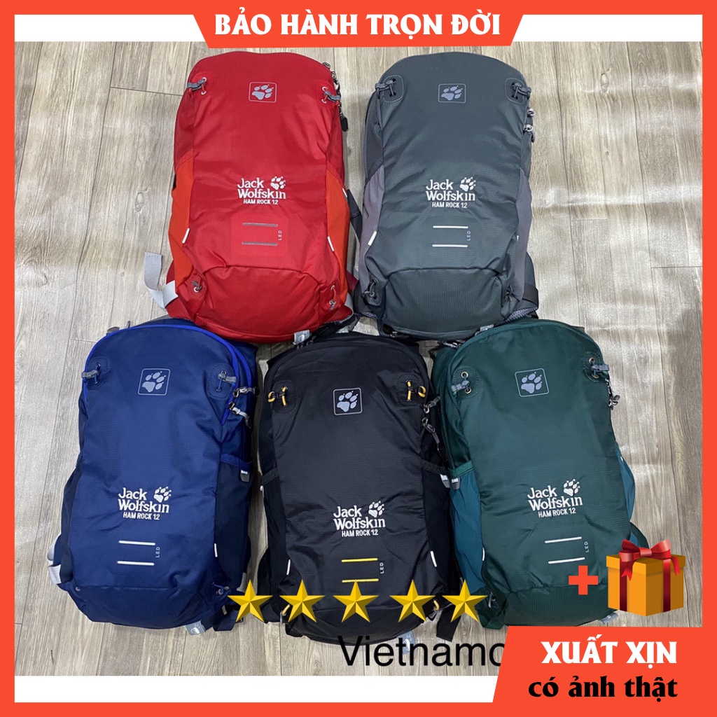 Balo du lịch Jack Wolfskin Hamrock 12L - Balo trekking phượt leo núi nhỏ gọn - Có áo mưa chống thấm nước xịn ⚡️