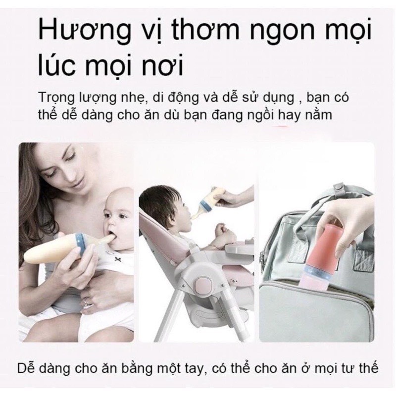Bình thìa ăn dặm silicon MISUTA/ AAG/ EMMA cho bé từ 4m