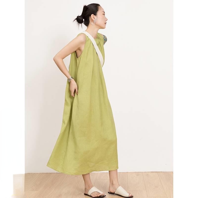 Đầm Dài Dáng Chữ A Không Tay Cổ Tròn Phong Cách Hàn Quốc Thời Trang Hàng Mới Dành Cho Bạn Nữ