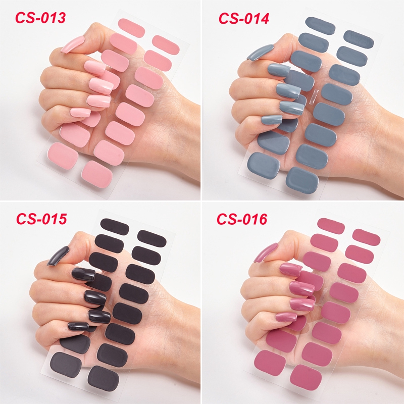 Set 16 Miếng Dán Móng Tay Giả Màu Trơn Thời Trang DIY CS001-020
