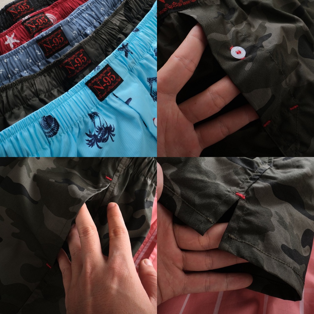 Quần đùi ngủ nam kate mặc nhà có túi tiện lợi màu trơn basic 40-90kg