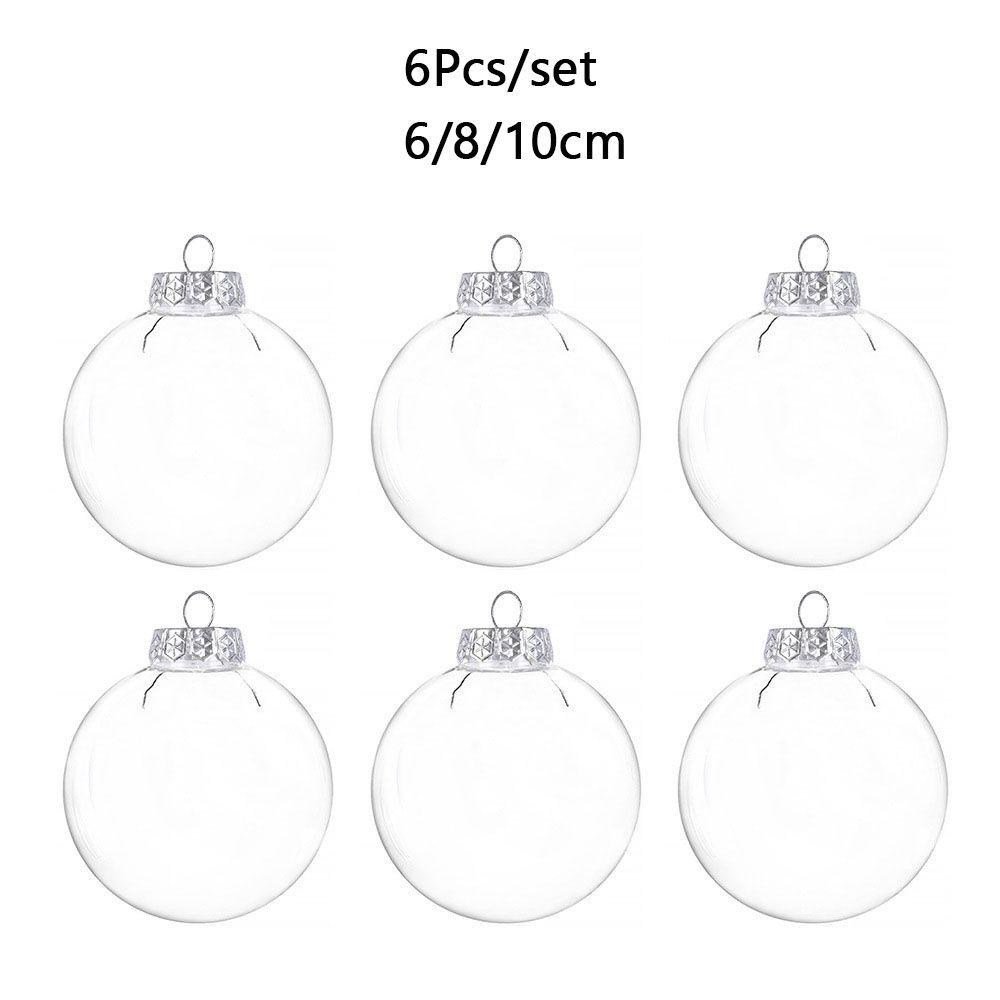 Bộ 6 Quả Cầu Trong Suốt Kích Thước 6 / 8 / 10cm Treo Trang Trí Cây
