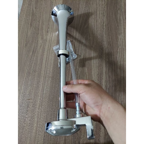Bộ còi sinh hơi 45cm inox trắng âm thanh chất. điện 12v và 24v