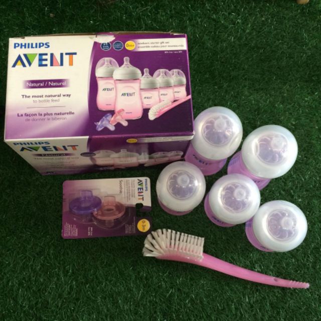 Set bình sữa Philips Avent Natural 125ml/260ml hồng cho bé
