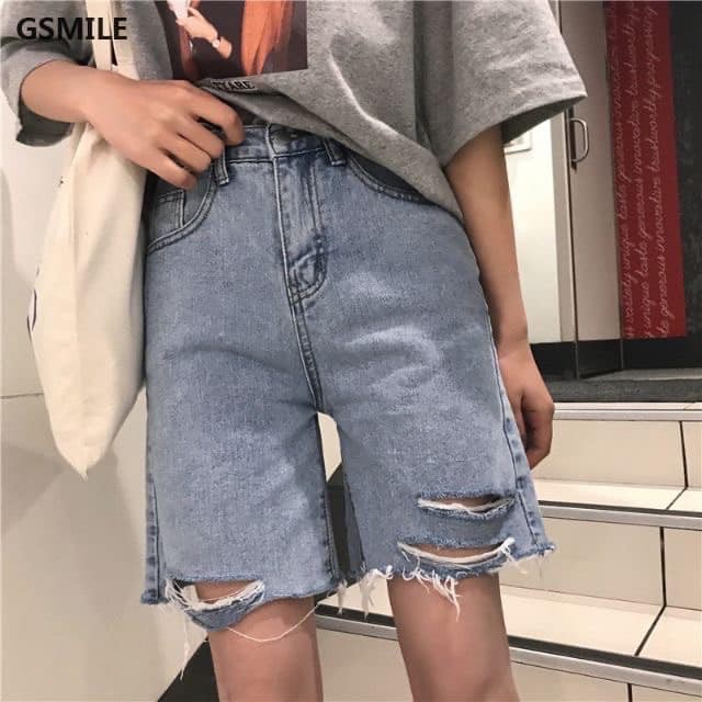 (RẺ VÔ ĐỊCH) QUẦN SHORT NỮ CHẤT JEAN RÁCH GỐI THỜI TRANG CAO CẤP 1989
