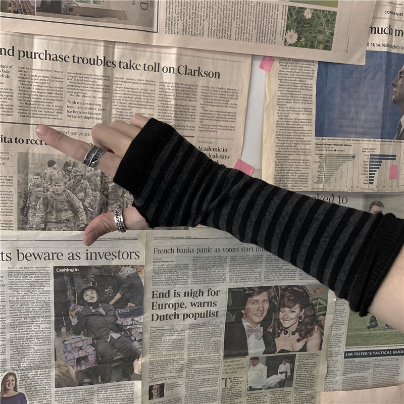 Găng tay nửa ngón Yamamoto màu tối 225600 chống nắng phong cách Harajuku dễ phối đồ cho nam nữ