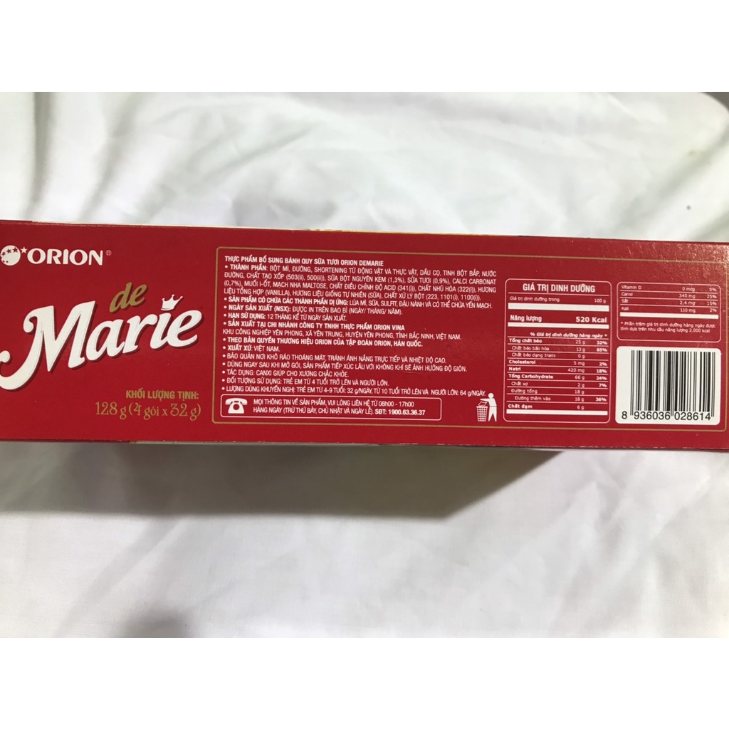 Bánh Quy Sữa Tươi De Marie Hộp 128g (4 gói x 32g)