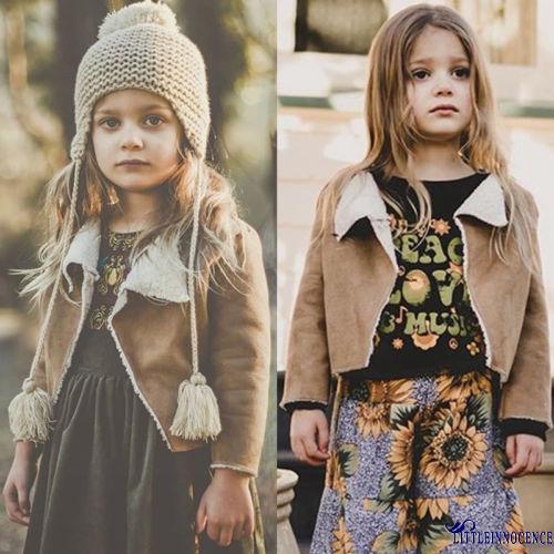Áo khoác da nhân tạo tay dài thời trang mới nhất dành cho bé gái