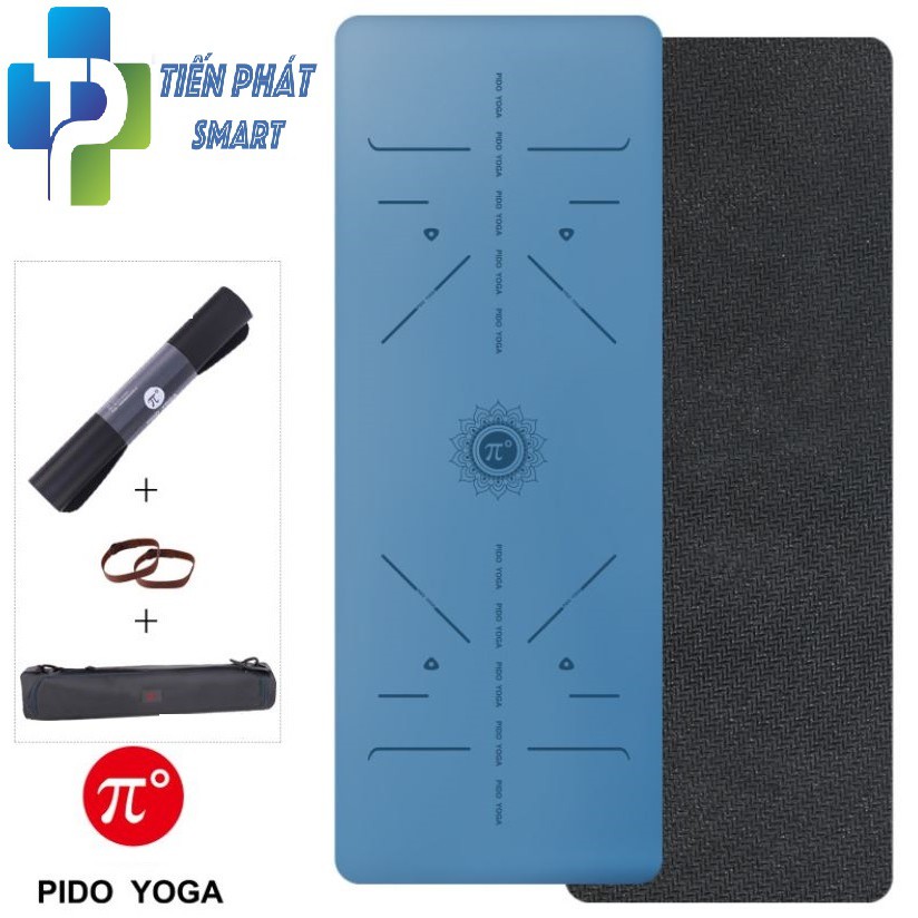 Thảm yoga PU PIDO 5mm Mẫu 2021 Định Tuyến (Kèm Túi đựng và dây buộc)- Màu đen