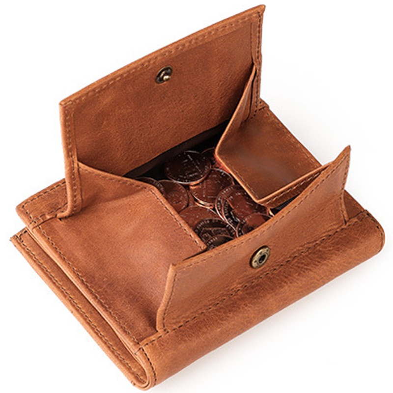 Ví Da Nam Dáng Ngắn Gập Đôi Vintage Giá Đỡ